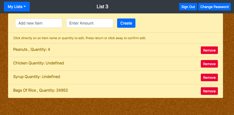 Shopping List Project